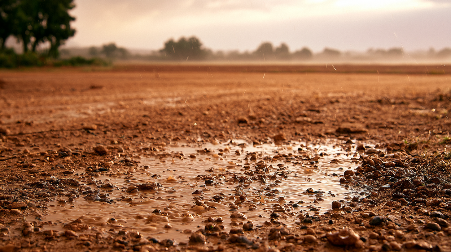 First raindrops falling on dry Indian earth — the monsoon begins.