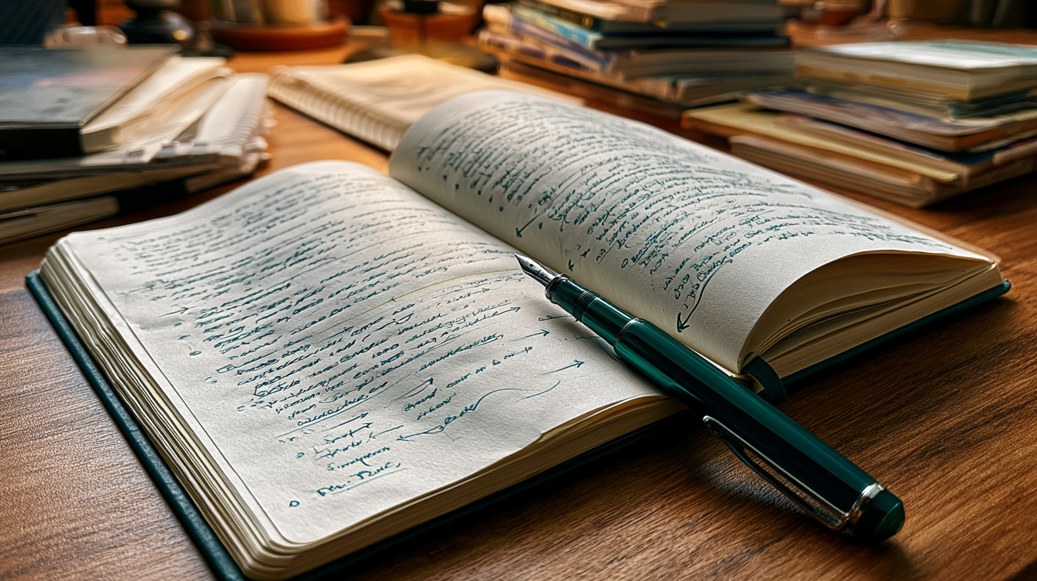 A handwritten Indian journal with arrows and bullet points — the trade plan.